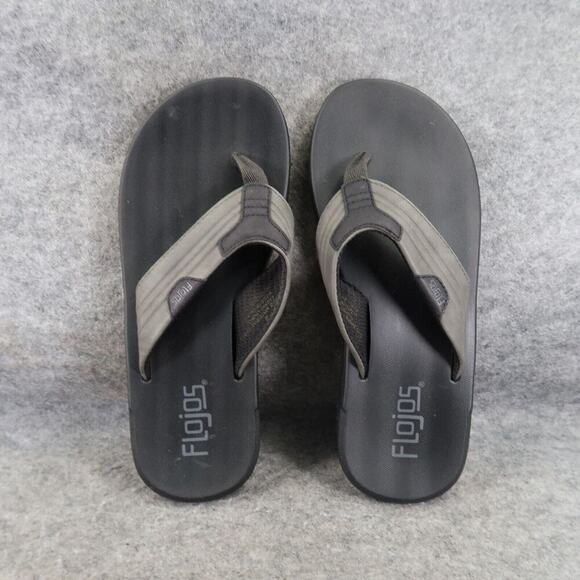 Flojos Shoes Mens 8 Sandal Flip Flop Slip On Memory Foam Comfort Surf Gray Black - Picture 6 of 12